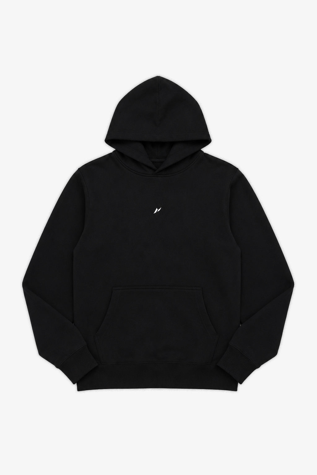 Zuva Black Hoodie front view embroidered white chest icon