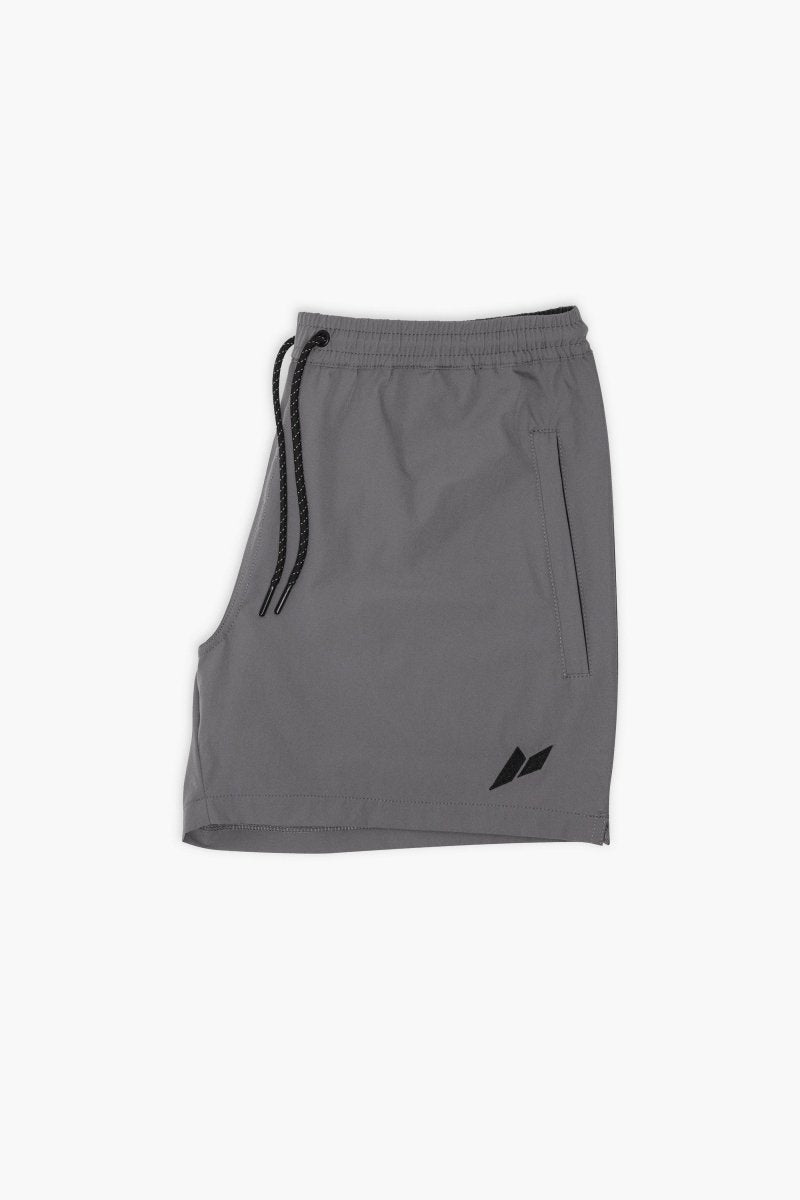 Performance training shorts for men in dark grey with tonal logo and lightweight finish