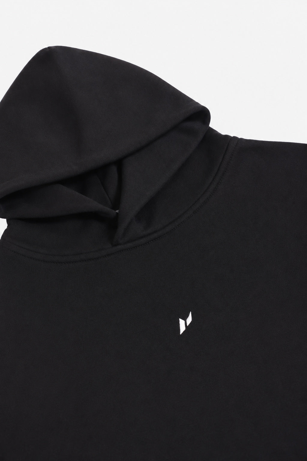 Zuva embroidered white logo detail on black heavyweight fleece hoodie